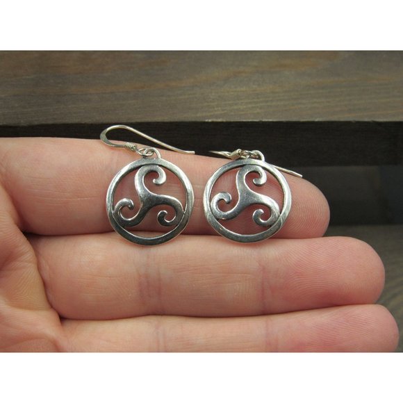 Jewelry - Sterling Silver Druid Symbol Dangle Earrings Vintage Wedding Engagement